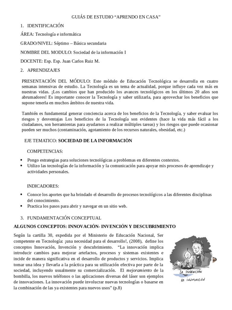Guía de Tecnología para Séptimo Grado | PDF | Internet | Tecnología de ...