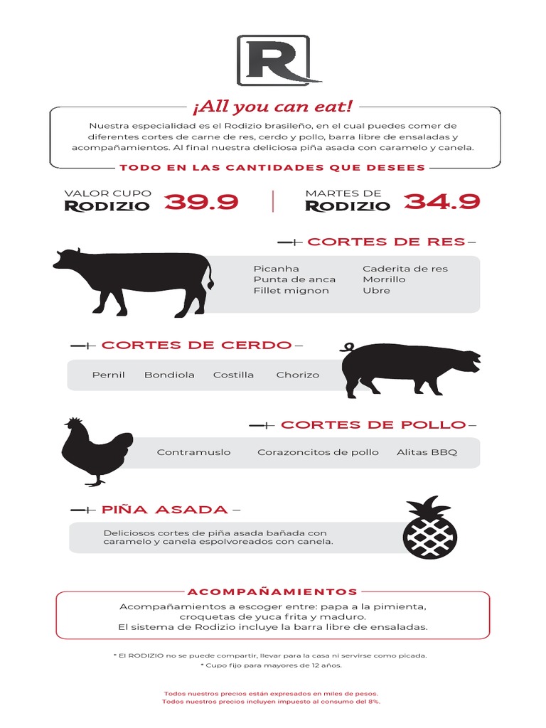 Menú y Precios de Rodizio Brasilero | PDF | Vino | ensalada