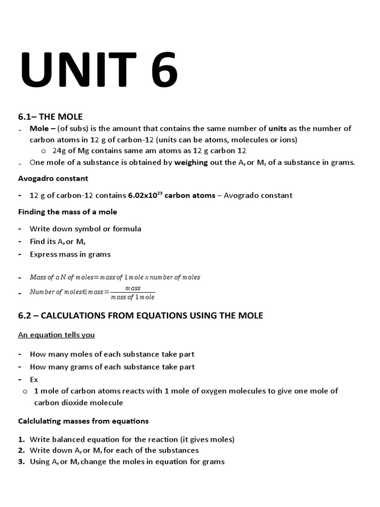 Understanding the Mole Concept | PDF | Mole (Unit) | Formula