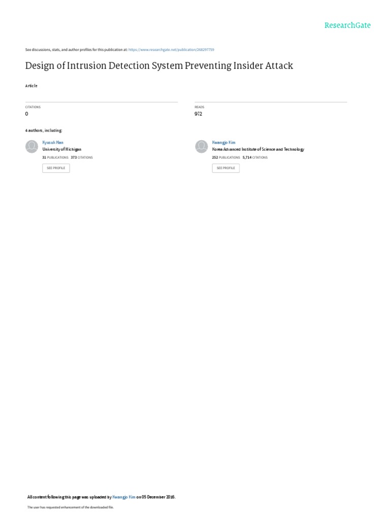 Design of Intrusion Detection System Preventing in | PDF | Malware ...