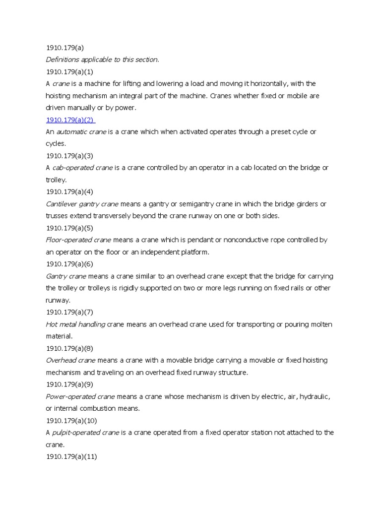 OSHA 1910.179 Overhead and Gantry Cranes (Hoist Crane) PDF Crane