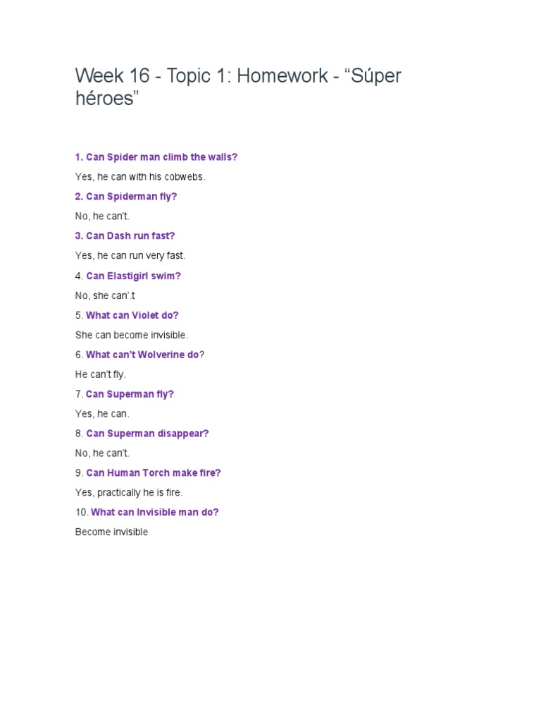 Spider-Man Homework Activities | PDF | General Fiction