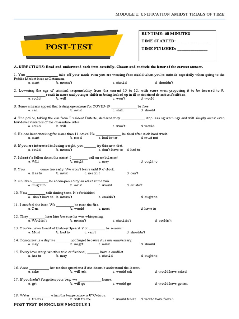 Grade 9 English Module 1 Post-Test | PDF | Decision Making ...