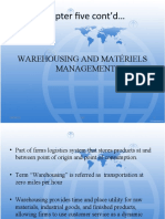 Chapter Five Cont'd : Warehousing and Matériels Management