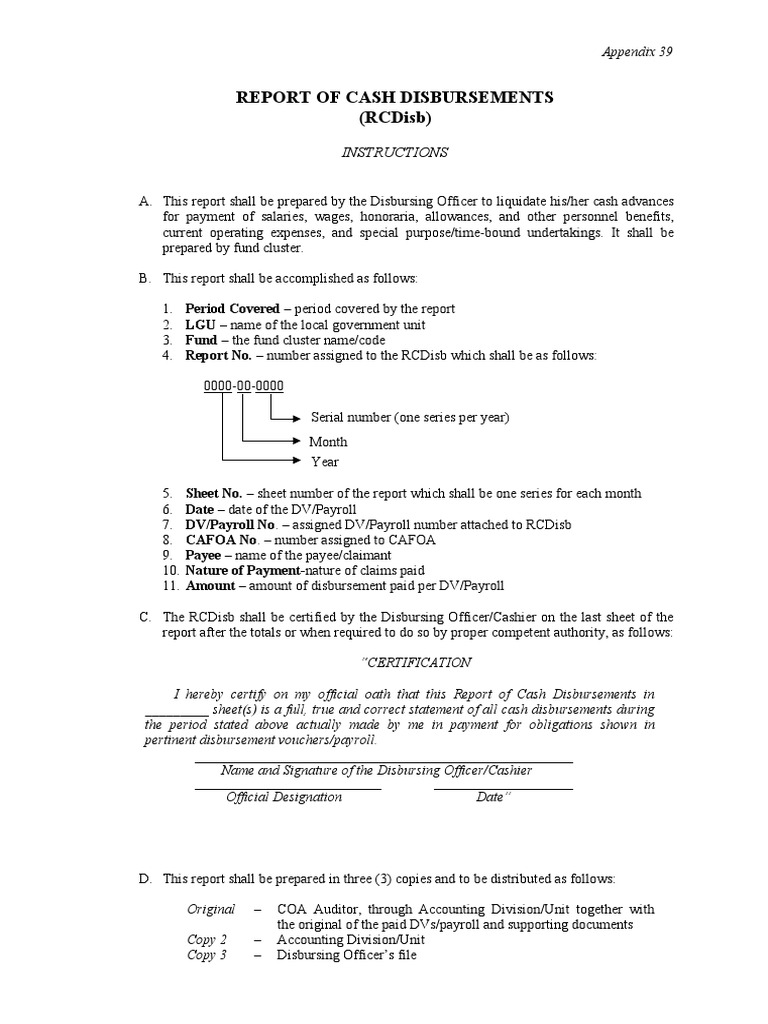 Cash Disbursement Report Instructions | PDF