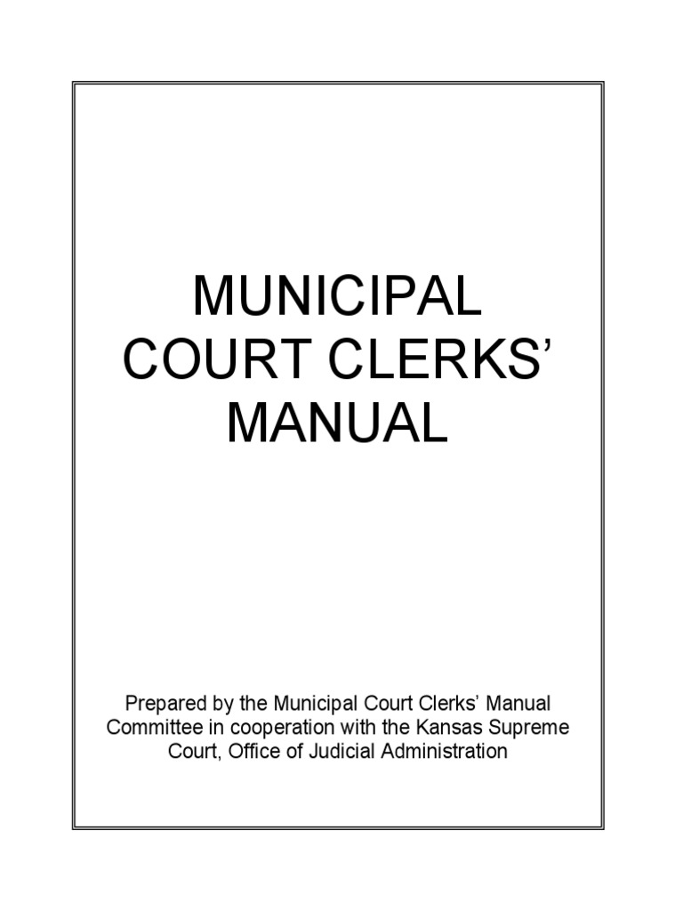 Kansas Municipal Courts Manual PDF State Court (United States