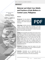 Maternal and Infant Care Beliefs Aeta Mothers in Philippines