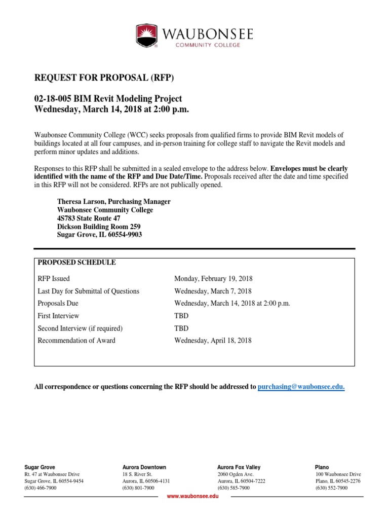 Waubonsee RFP for BIM Revit Modeling | PDF | Liability Insurance ...