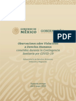 Observaciones Sobre Violaciones a Derechos Humanos Durante La Contingencia Sanitaria Por Covid-19