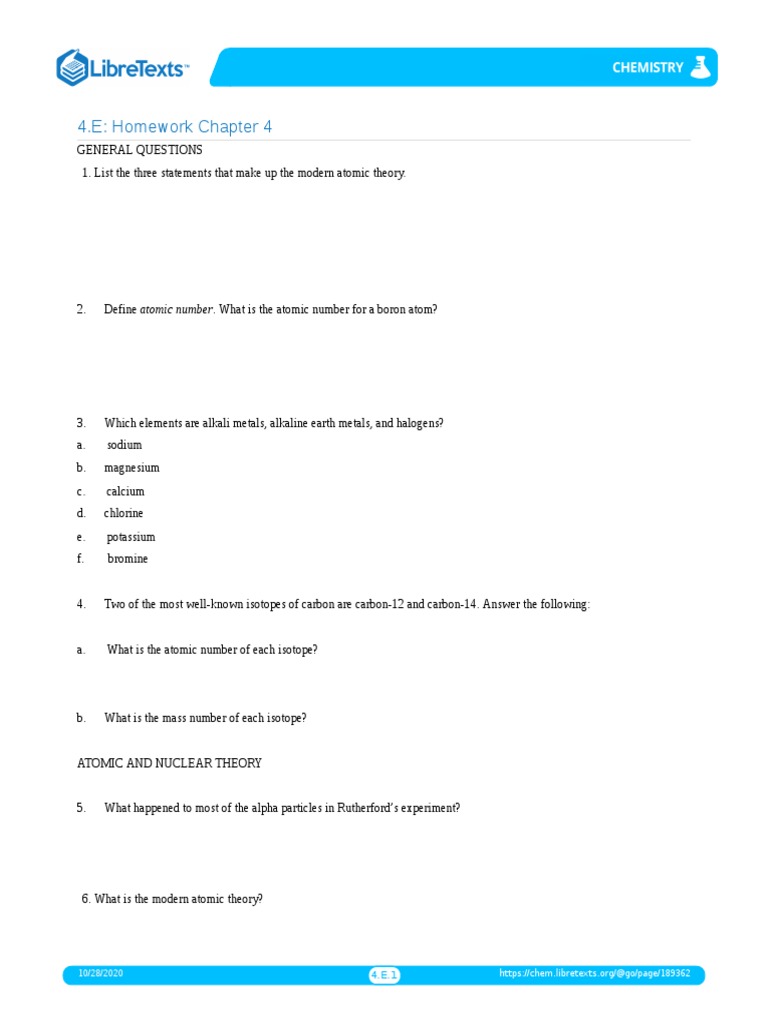 Ehomework Review: Atomic Theory and Elements | PDF | Chemical Elements ...