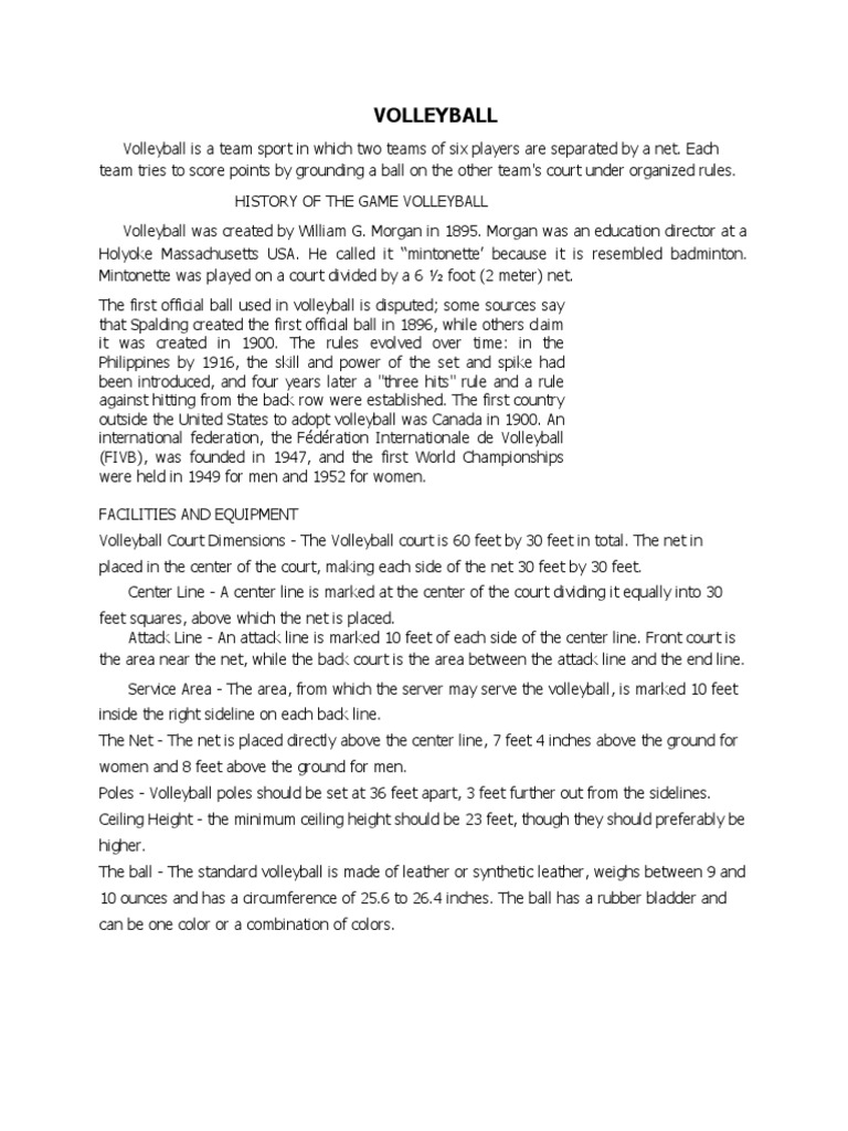 Volleyball and Basketball PDF Volleyball Sports Rules And Regulations