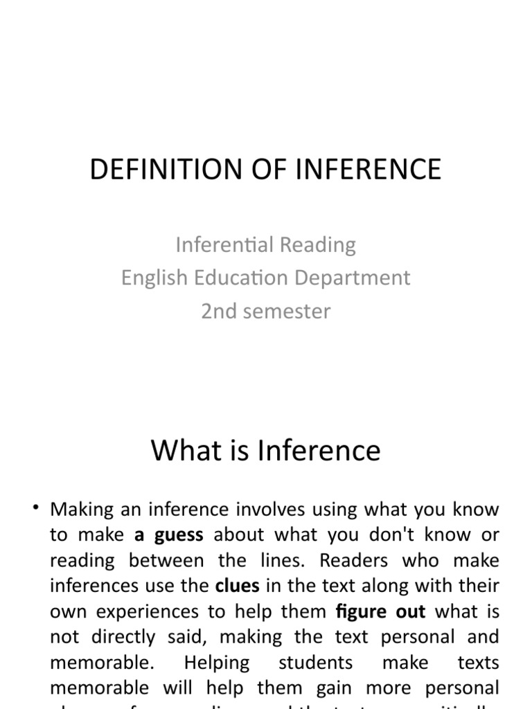 Definition of Inference Inferential Reading English Education