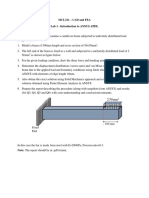 MCL311 - CAD and FEA Lab 1 - Introduction To ANSYS APDL: 100 MM Fixed End