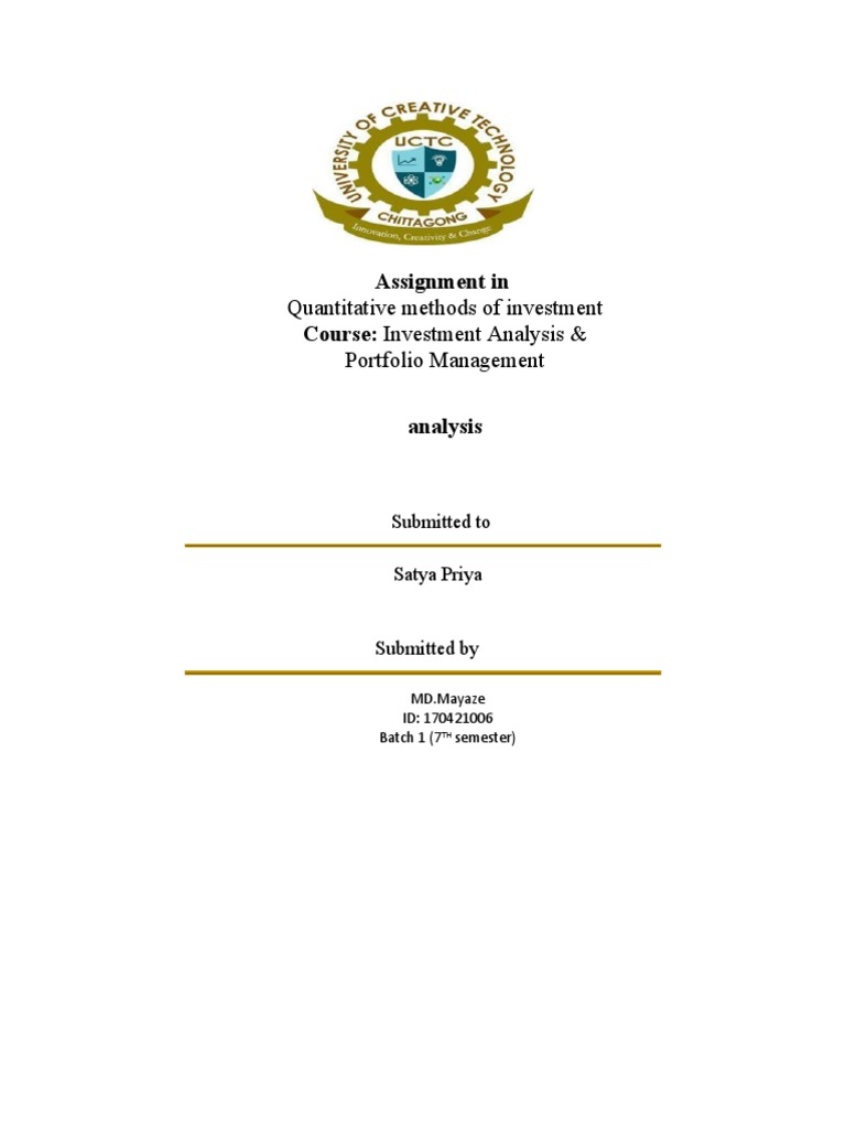 Quantitative Investment Analysis Methods | PDF | Correlation And ...