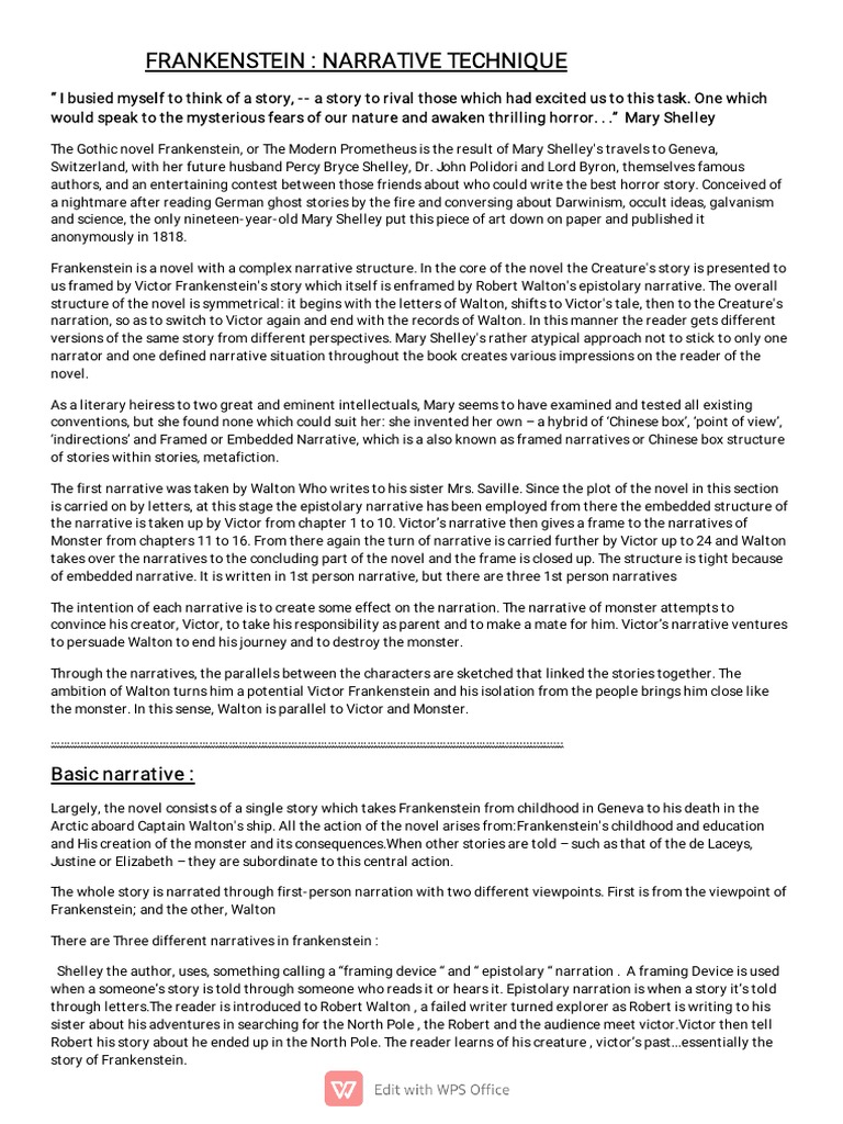 Frankenstein Narrative Technique PDF