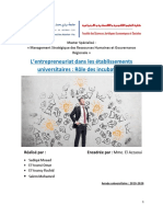 L'entrepreneuriat Dans Les Établissements Universitaires: Rôle Des Incubateurs