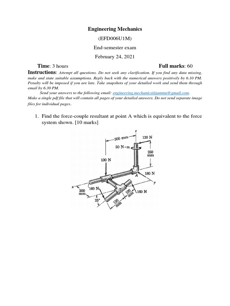 Engineering Mechanics End Semester | PDF | Force | Quantity
