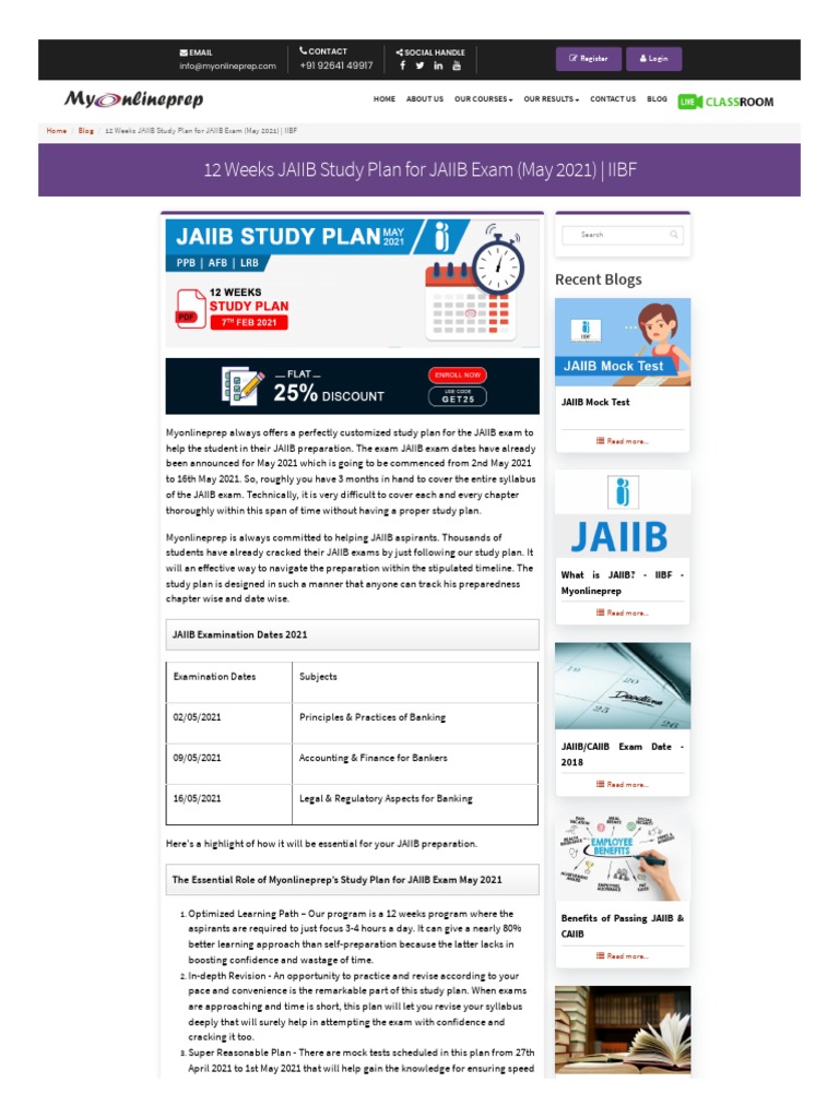 12 Weeks JAIIB Study Plan For JAIIB Exam (May 2021) - IIBF: Recent ...