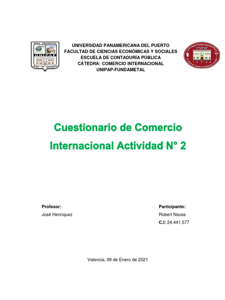 Cuestionario sobre Comercio Internacional | PDF | Comercio | El ...