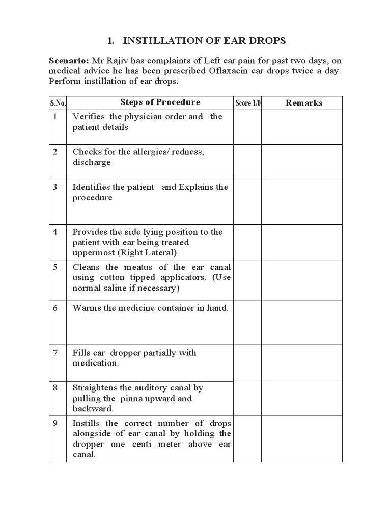Ear Drop Instillation Procedure Guide | PDF