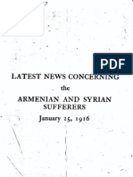 Latest News Concerning the Armenian and Syrian Sufferers January 25 1916