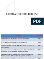 Criteria for Oral Defense of Thesis