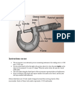 Instructions On Use: Micrometer