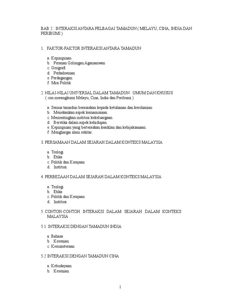 Bab 2 Interaksi Antara Tamadun Pdf Pertanyaan Integritas