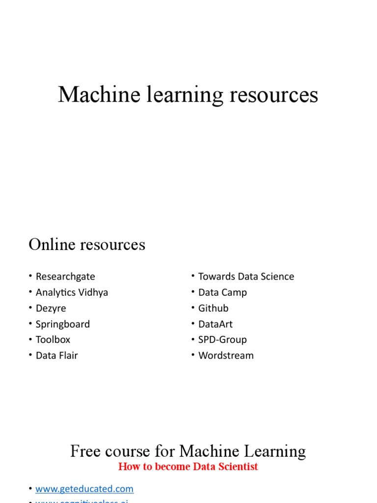 10 ML Learning Resources | PDF