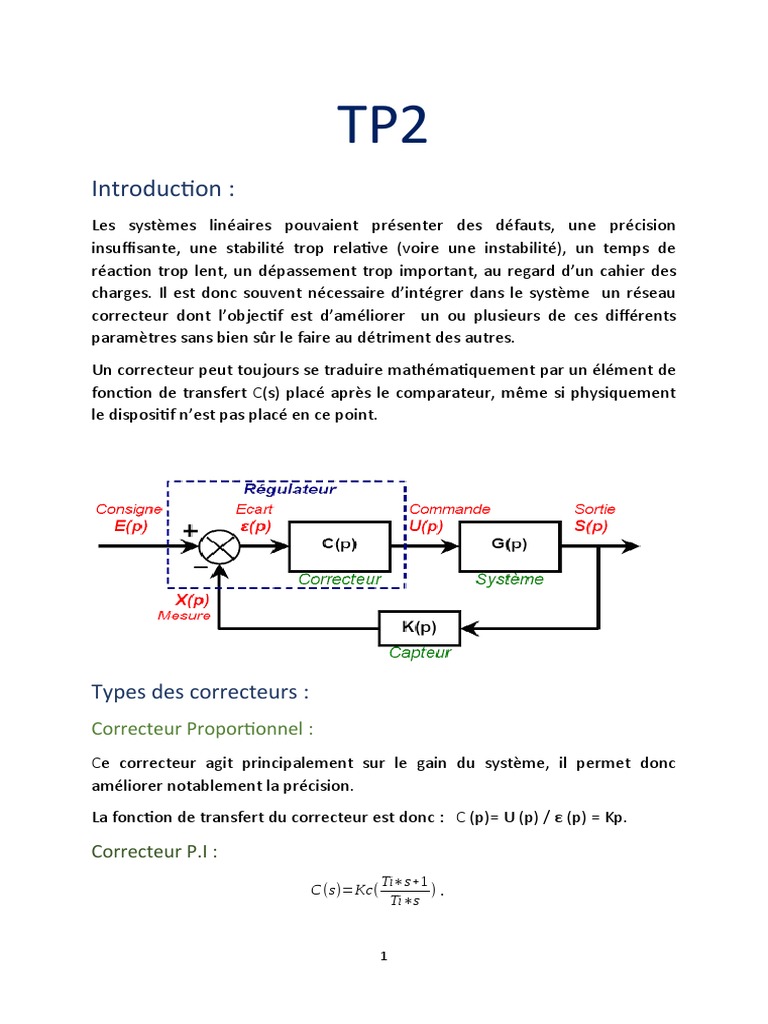 Correcteurs pour systèmes linéaires | PDF | Automatisation | Ingénierie ...