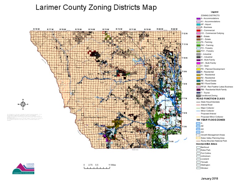 Larimer County Zoning Districts Map January 2018 PDF