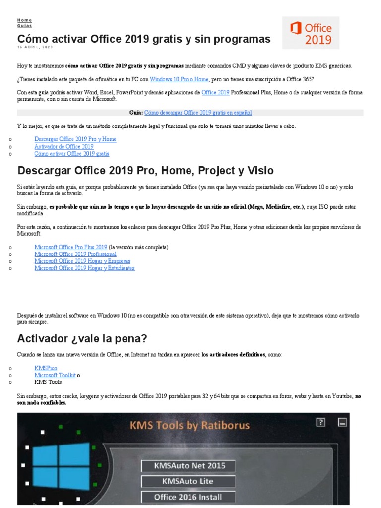 Claves para Activar Office 2019 GENERICAS | PDF | Microsoft Office |  Microsoft