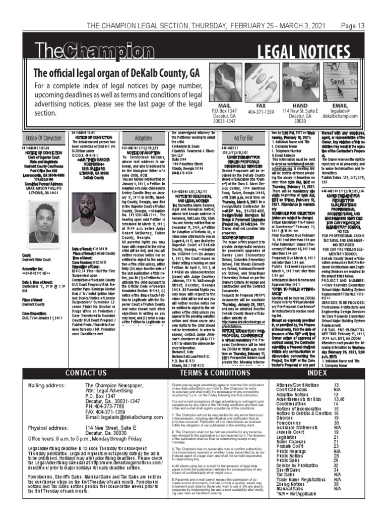 The Champion Legal Ads 02-25-21 | PDF | Fax | Justice