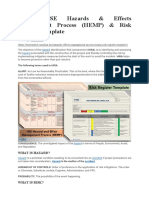 HIRA, HSE Hazards & Effects Management Process (HEMP) & Risk Register Template