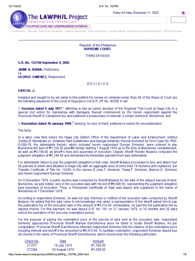 Supreme Court Decision on Special Civil Action for Mandamus with