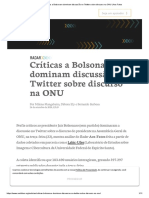 Críticas A Bolsonaro Dominam Discussão No Twitter Sobre Discurso Na ONU - Aos Fatos