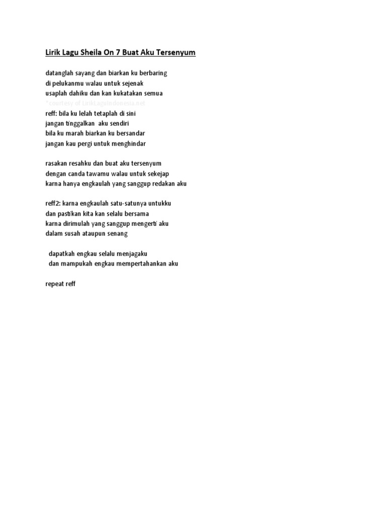 Lirik Lagu Sheila On 7 Buat Aku Tersenyum