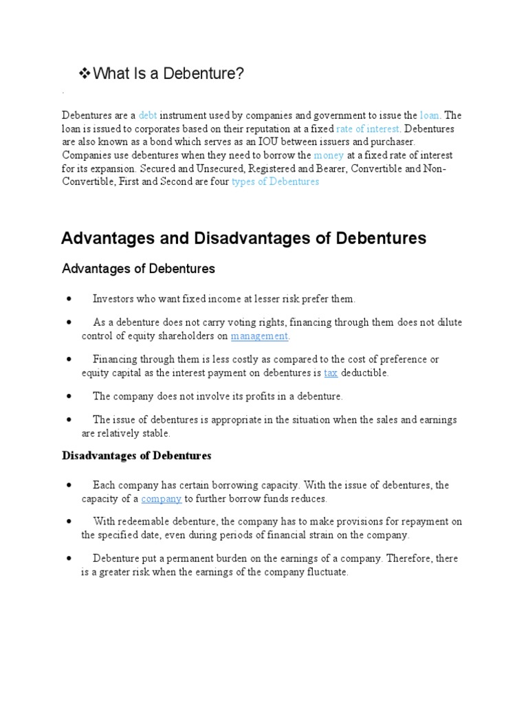 What Is A Debenture Pdf Debenture Bonds Finance
