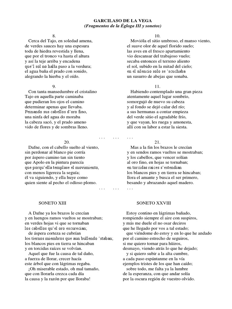 Fragmentos de Garcilaso: Égloga y Sonetos | PDF | Naturaleza