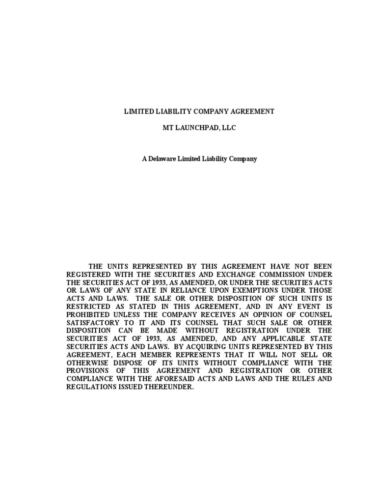 Delaware LLC Agreement Overview | PDF | Income Tax In The United States ...