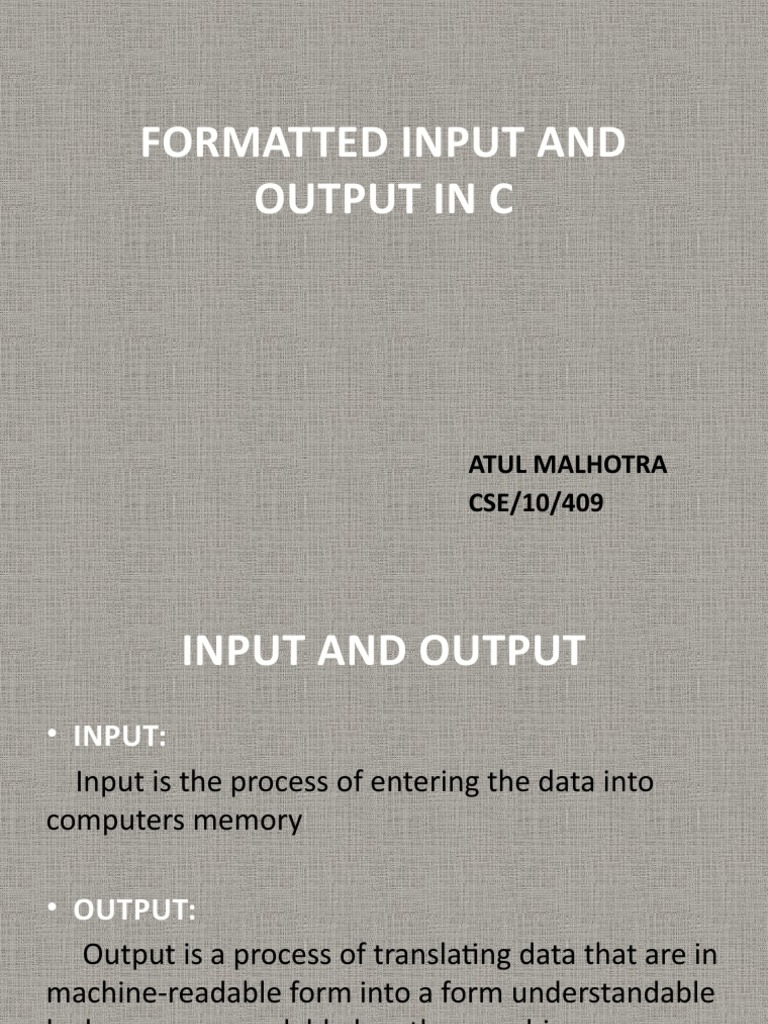 Formatted input and output in c pdf