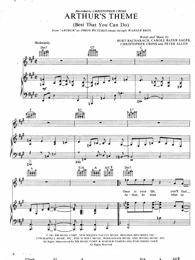Christopher Cross - Arthur - S Theme | PDF