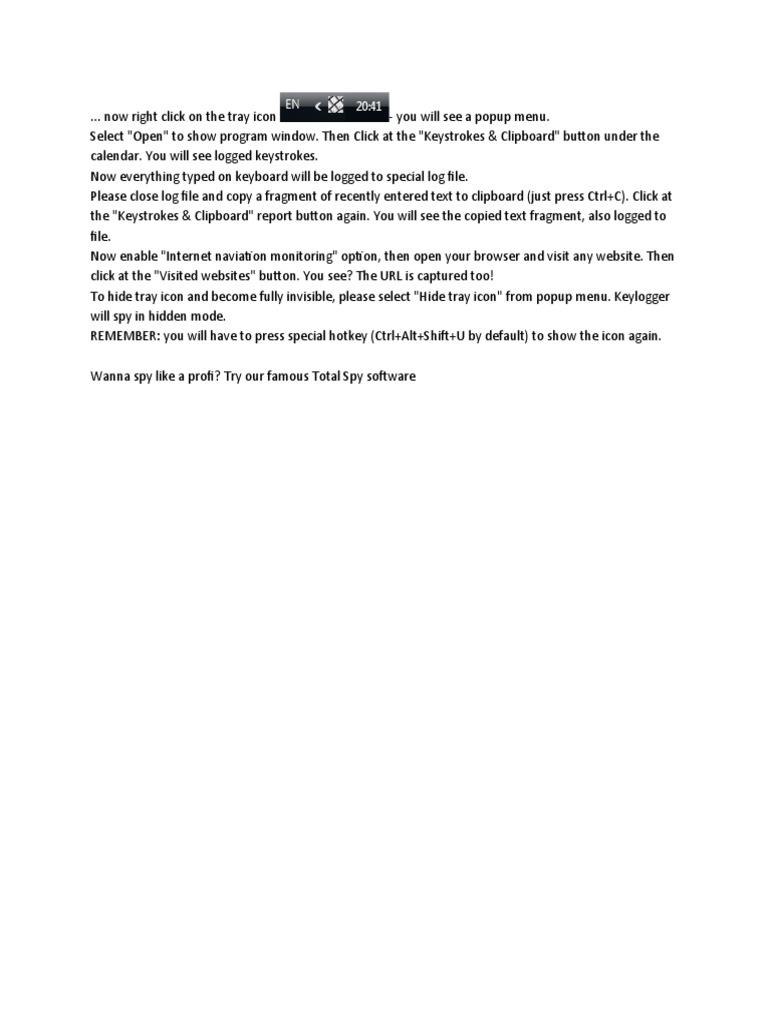 Total Spy Software User Guide | PDF