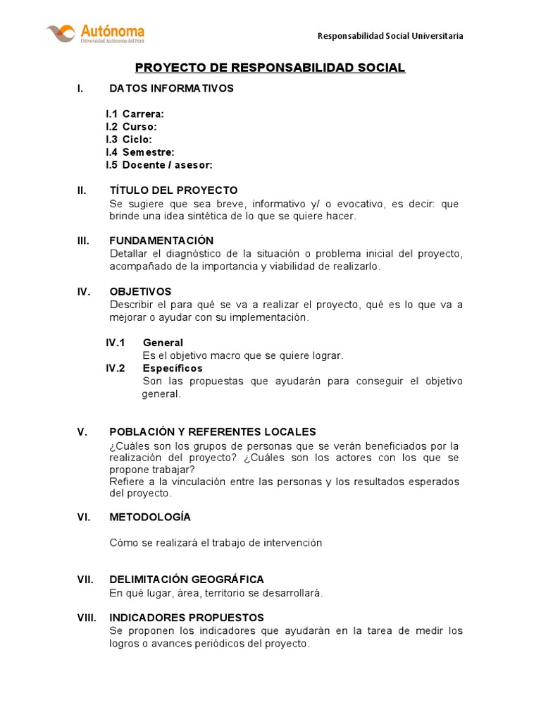 Estructura Del Programa de Proyeccion Social | PDF | Planificación | La ...