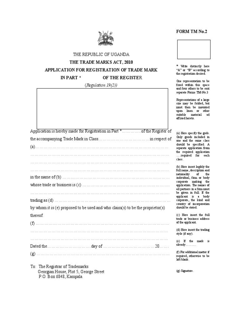 Trade Mark Registration Application Form | PDF | Justice | Crime & Violence