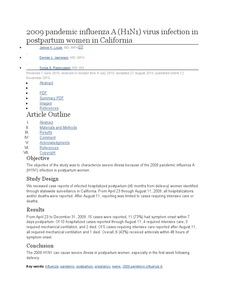 2009 Pandemic Influenza A | PDF | Causes Of Death | Influenza A Virus ...