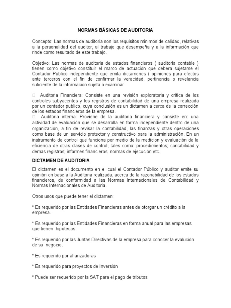 Normas Básicas de Auditoria | PDF | Auditoría | Contralor