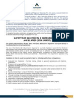 Supervisor Electrical & Instrumentation ANCILLARIES (SCM 2003017)