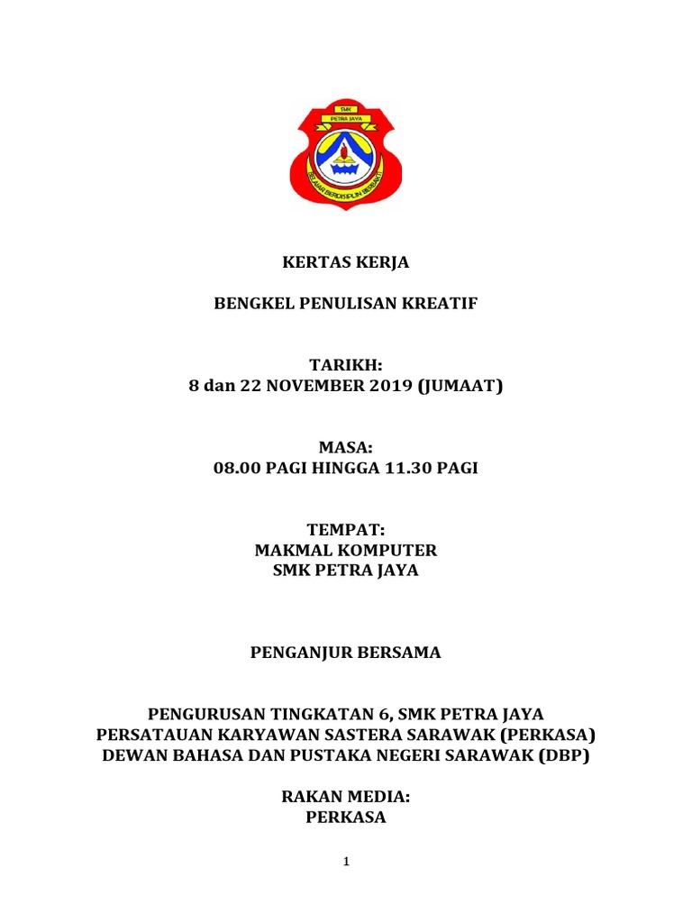 Bengkel Penulisan Kreatif 8 November Pdf