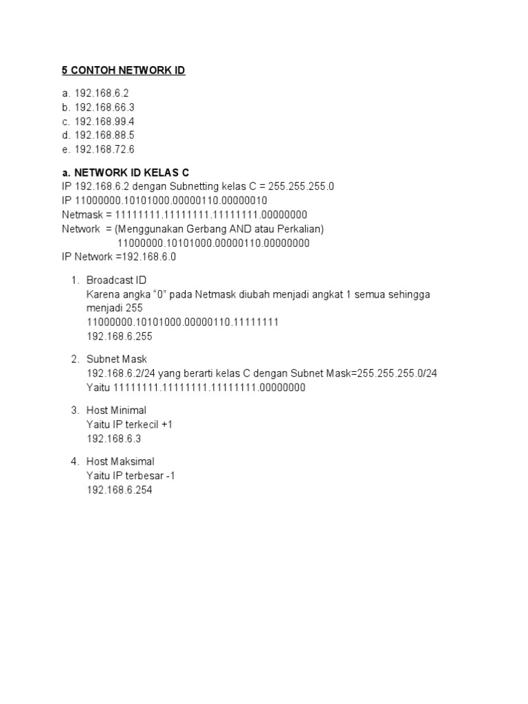 Contoh Network ID Kelas C | PDF